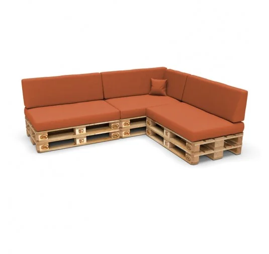 Set di 8 Cuscini per Pallet: 3x 120x80 + 3x 120x40 + 60x40 + 40x40, Arancione