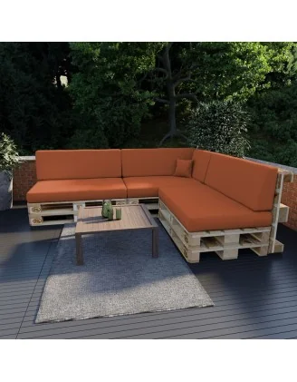 Set di 8 Cuscini per Pallet: 3x 120x80 + 3x 120x40 + 60x40 + 40x40, Arancione