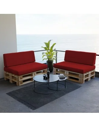 Cuscino Schienale per Pallet, 120x40x20/10 cm, Rosso