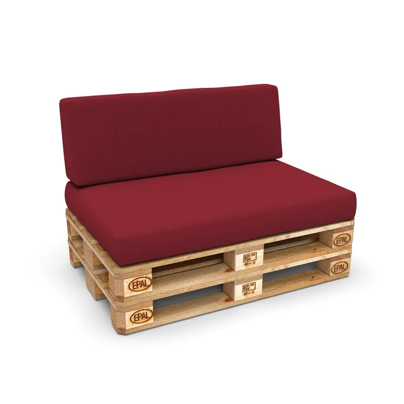 Set di 2 Cuscini per Pallet, 120x80 cm + 120x40 cm, Bordeaux Set di 2 Cuscini per Pallet, 120x80 cm + 120x40 cm, Bordeaux