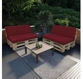 Set di 2 Cuscini per Pallet, 120x80 cm + 120x40 cm, Bordeaux Set di 2 Cuscini per Pallet, 120x80 cm + 120x40 cm, Bordeaux