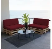 Set di 2 Cuscini per Pallet, 120x80 cm + 120x40 cm, Bordeaux Set di 2 Cuscini per Pallet, 120x80 cm + 120x40 cm, Bordeaux