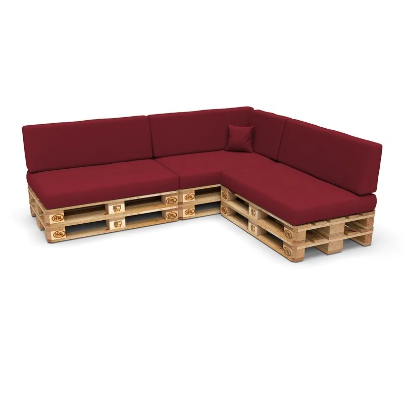 Set di 8 Cuscini per Pallet: 3x 120x80 + 3x 120x40 + 60x40 + 40x40, Bordeaux Set di 8 Cuscini per Pallet: 3x 120x80 + 3x 120x40 + 60x40 + 40x40, Bordeaux