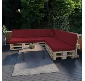 Set di 8 Cuscini per Pallet: 3x 120x80 + 3x 120x40 + 60x40 + 40x40, Bordeaux Set di 8 Cuscini per Pallet: 3x 120x80 + 3x 120x40 + 60x40 + 40x40, Bordeaux