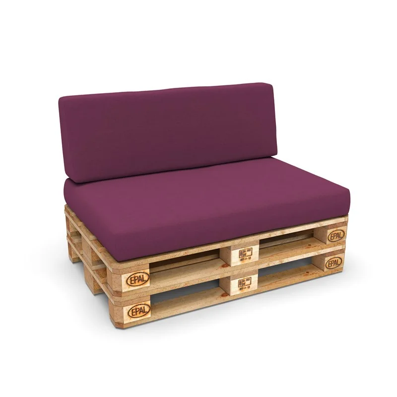 Set di 2 Cuscini per Pallet, 120x80 cm + 120x40 cm, Viola Set di 2 Cuscini per Pallet, 120x80 cm + 120x40 cm, Viola