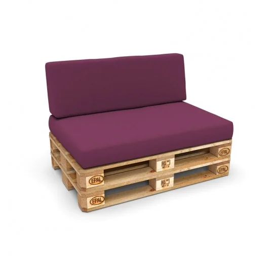 Set di 2 Cuscini per Pallet, 120x80 cm + 120x40 cm, Viola
