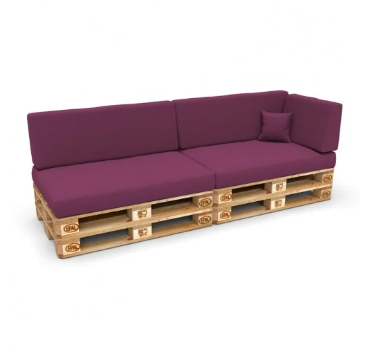 Set di 6 Cuscini per Pallet: 2x 120x80 + 2x 120x40 + 60x40 + 40x40, Viola