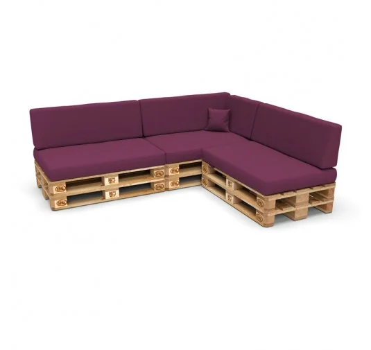 Set di 8 Cuscini per Pallet: 3x 120x80 + 3x 120x40 + 60x40 + 40x40, Viola