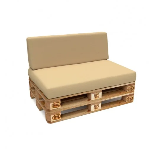 Set di 2 Cuscini per Pallet Impermeabile 120x80 + 120x40 Beige