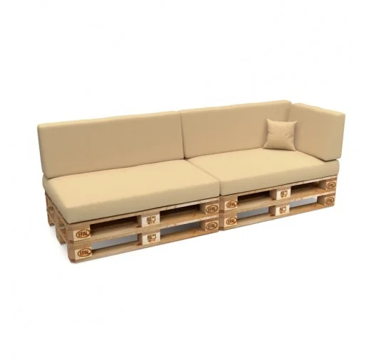 Set di 6 Cuscini per Pallet Impermeabile 120x80 + 120x40 Beige