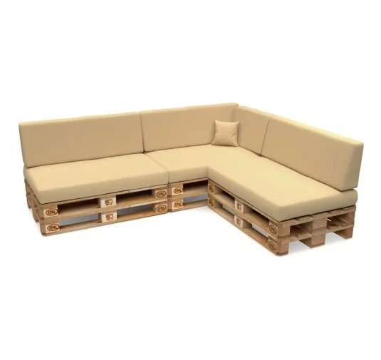 Set di 8 Cuscini per Pallet Impermeabile 120x80 + 120x40 Beige