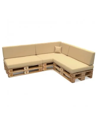 Set di 8 Cuscini per Pallet Impermeabile 120x80 + 120x40 Beige