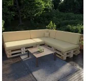 Set di 8 Cuscini per Pallet Impermeabile 120x80 + 120x40 Beige Set di 8 Cuscini per Pallet Impermeabile 120x80 + 120x40 Beige