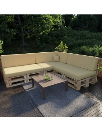 Set di 8 Cuscini per Pallet Impermeabile 120x80 + 120x40 Beige