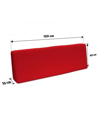 Cuscino Schienale per Pallet Impermeabile 120x40x20/10 Rosso