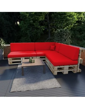 Cuscino di Seduta per Pallet Impermeabile 120x80x15 Rosso