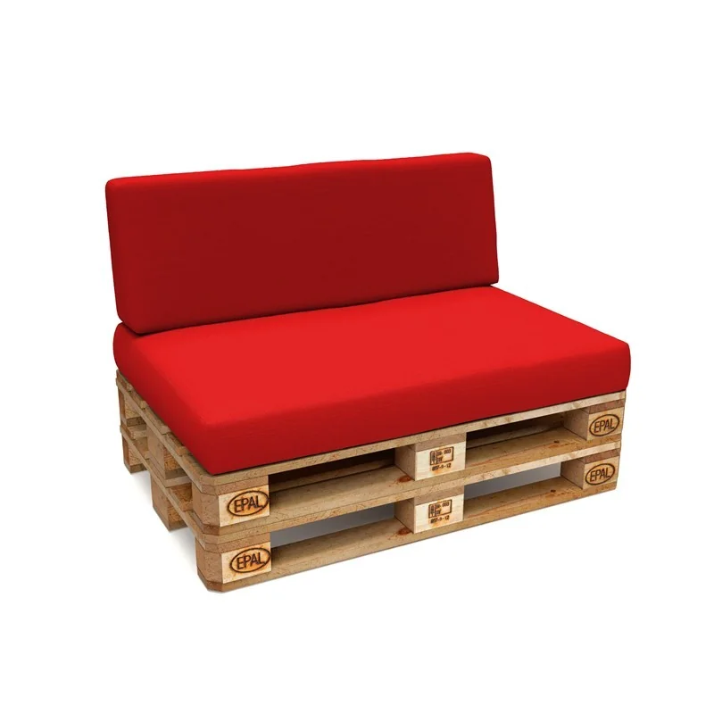 Set di 2 Cuscini per Pallet Impermeabile 120x80 + 120x40 Rosso Set di 2 Cuscini per Pallet Impermeabile 120x80 + 120x40 Rosso