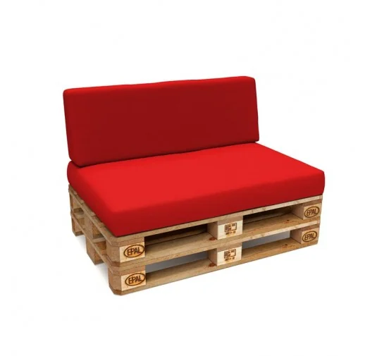 Set di 2 Cuscini per Pallet Impermeabile 120x80 + 120x40 Rosso