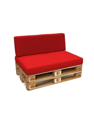 Set di 2 Cuscini per Pallet Impermeabile 120x80 + 120x40 Rosso