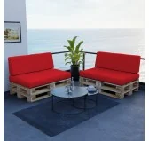 Set di 2 Cuscini per Pallet Impermeabile 120x80 + 120x40 Rosso Set di 2 Cuscini per Pallet Impermeabile 120x80 + 120x40 Rosso