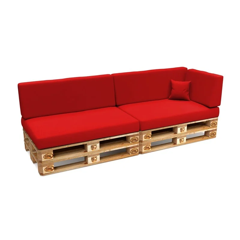 Set di 6 Cuscini per Pallet Impermeabile 120x80 + 120x40 Rosso Set di 6 Cuscini per Pallet Impermeabile 120x80 + 120x40 Rosso
