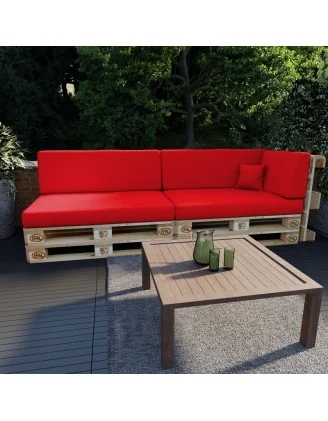 Set di 6 Cuscini per Pallet Impermeabile 120x80 + 120x40 Rosso