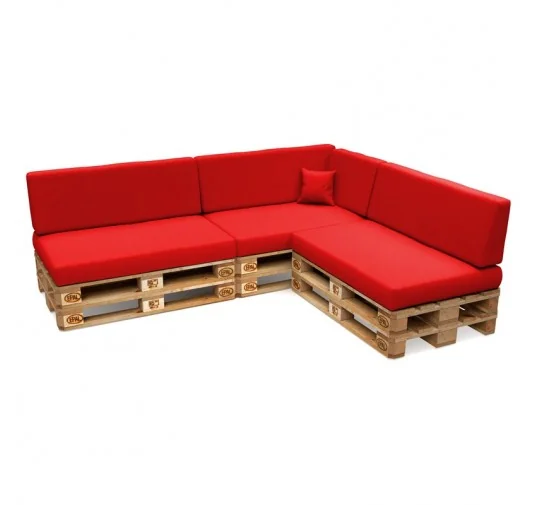 Set di 8 Cuscini per Pallet Impermeabile 120x80 + 120x40 Rosso