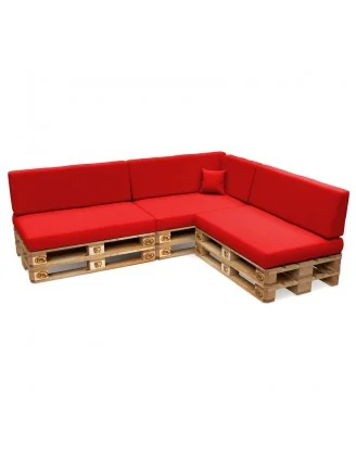 Set di 8 Cuscini per Pallet Impermeabile 120x80 + 120x40 Rosso