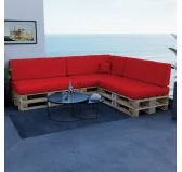 Set di 8 Cuscini per Pallet Impermeabile 120x80 + 120x40 Rosso Set di 8 Cuscini per Pallet Impermeabile 120x80 + 120x40 Rosso