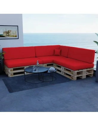Set di 8 Cuscini per Pallet Impermeabile 120x80 + 120x40 Rosso