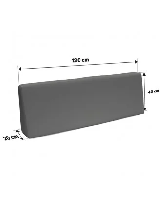 Cuscino Schienale per Pallet Impermeabile 120x40x20/10 Grigio