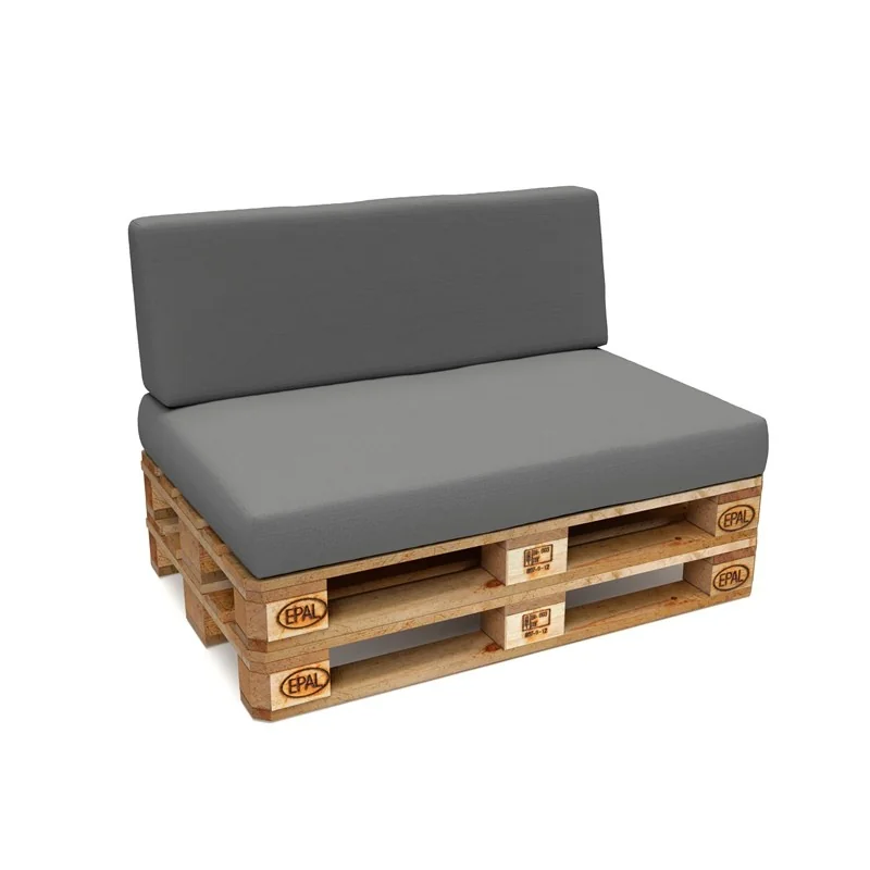 Set di 2 Cuscini per Pallet Impermeabile 120x80 + 120x40 Grigio Set di 2 Cuscini per Pallet Impermeabile 120x80 + 120x40 Grigio