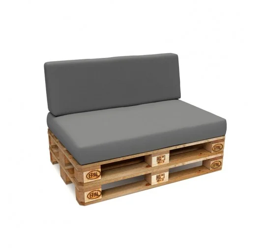 Set di 2 Cuscini per Pallet Impermeabile 120x80 + 120x40 Grigio