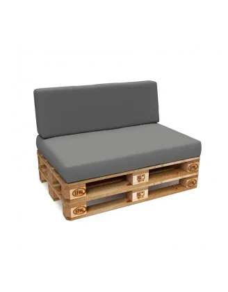 Set di 2 Cuscini per Pallet Impermeabile 120x80 + 120x40 Grigio