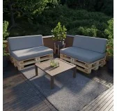 Set di 2 Cuscini per Pallet Impermeabile 120x80 + 120x40 Grigio Set di 2 Cuscini per Pallet Impermeabile 120x80 + 120x40 Grigio