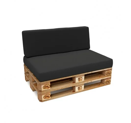 Set di 2 Cuscini per Pallet Impermeabile 120x80 + 120x40 Antracite
