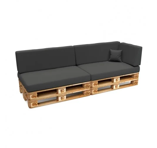 Set di 6 Cuscini per Pallet Impermeabile 120x80 + 120x40 Antracite