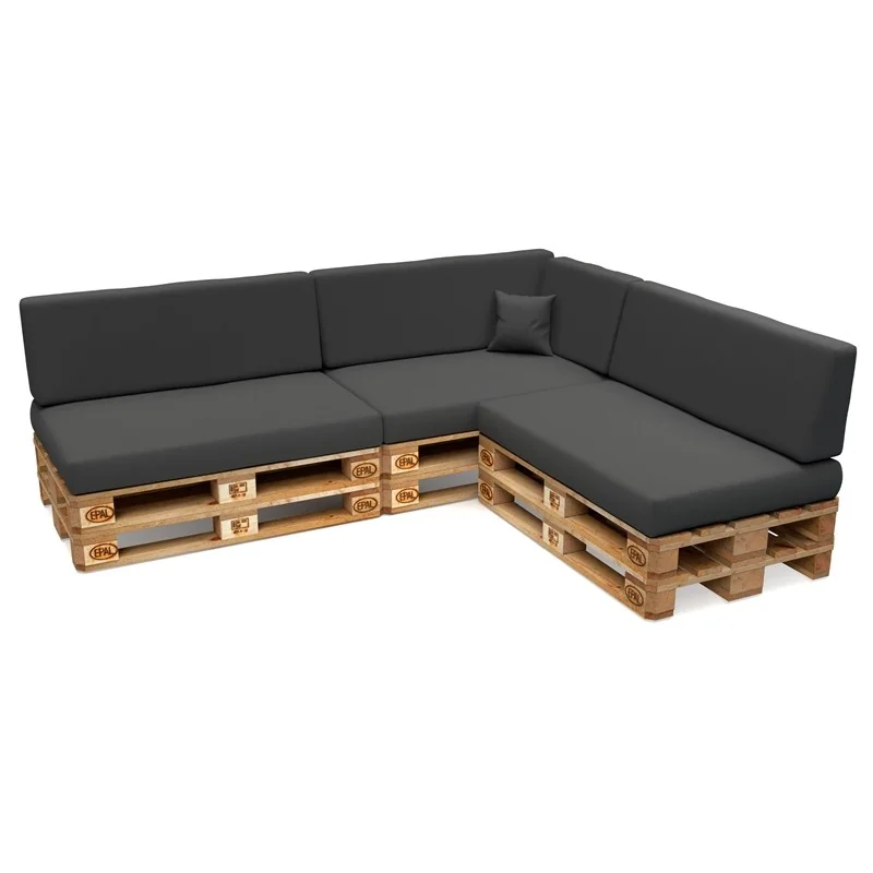 Set di 8 Cuscini per Pallet Impermeabile 120x80 + 120x40 Antracite Set di 8 Cuscini per Pallet Impermeabile 120x80 + 120x40 Antracite