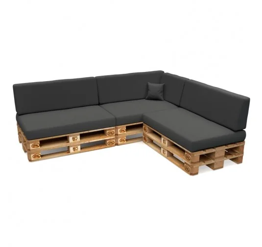 Set di 8 Cuscini per Pallet Impermeabile 120x80 + 120x40 Antracite