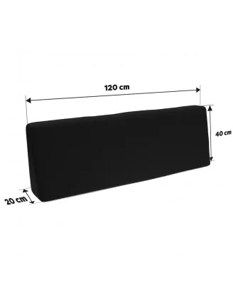 Cuscino Schienale per Pallet Impermeabile 120x40x20/10 Nero