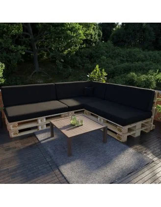 Cuscino Schienale per Pallet Impermeabile 120x40x20/10 Nero