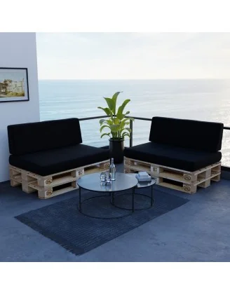 Cuscino Schienale per Pallet Impermeabile 120x40x20/10 Nero