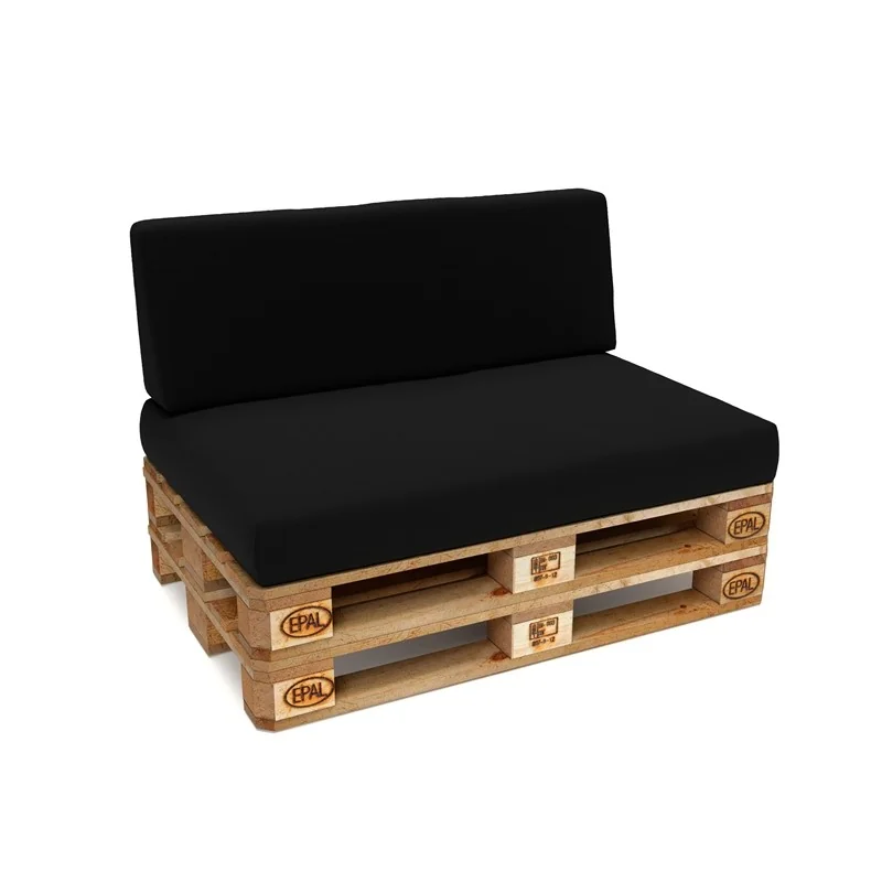 Set di 2 Cuscini per Pallet Impermeabile 120x80 + 120x40 Nero Set di 2 Cuscini per Pallet Impermeabile 120x80 + 120x40 Nero