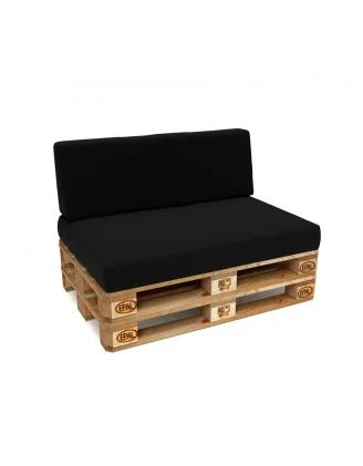 Set di 2 Cuscini per Pallet Impermeabile 120x80 + 120x40 Nero