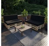 Set di 2 Cuscini per Pallet Impermeabile 120x80 + 120x40 Nero Set di 2 Cuscini per Pallet Impermeabile 120x80 + 120x40 Nero
