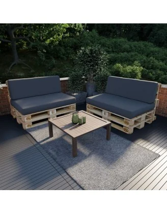 Set di 2 Cuscini per Pallet 120x80 + 120x40 Antracite
