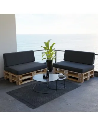 Set di 2 Cuscini per Pallet 120x80 + 120x40 Antracite