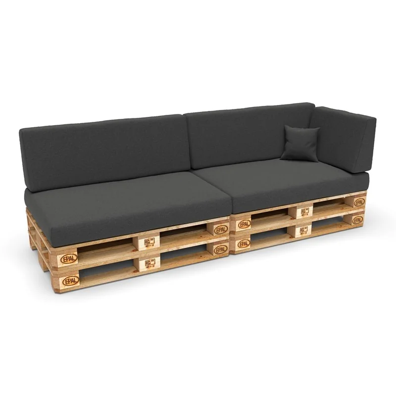 Set di 6 Cuscini per Pallet 120x80 + 120x40 Antracite Set di 6 Cuscini per Pallet 120x80 + 120x40 Antracite