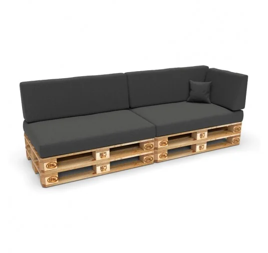 Set di 6 Cuscini per Pallet 120x80 + 120x40 Antracite