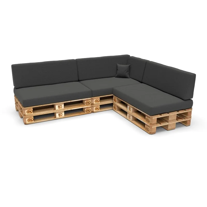 Set di 8 Cuscini per Pallet 120x80 + 120x40 Antracite Set di 8 Cuscini per Pallet 120x80 + 120x40 Antracite